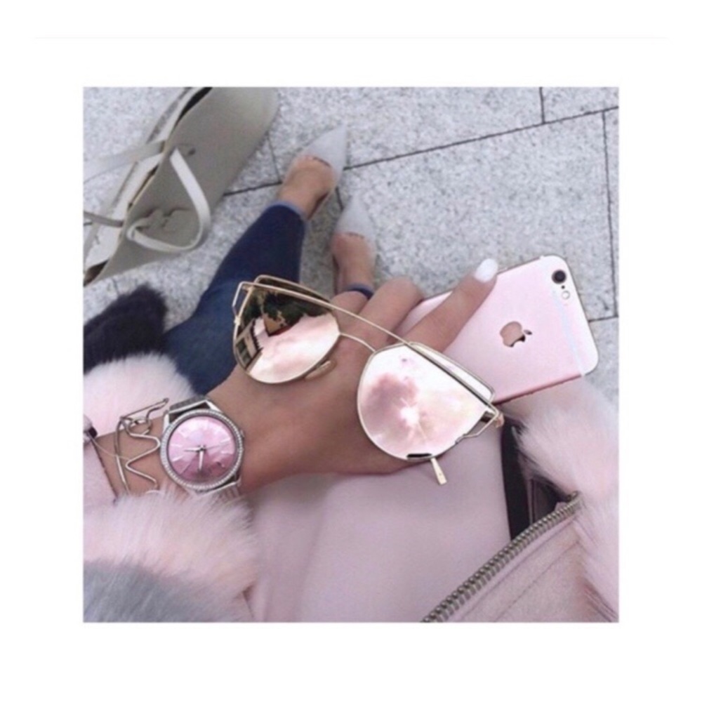 LAST ONE • Pink Mirrored Cat Eye Aviator Sunnies - Picture 4 of 8